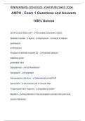 ANPH - Exam 1 Questions and Answers 100&percnt; Solved