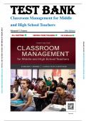 Test Bank For Classroom Management for Middle and High School Teachers 10th Edition By Edmund T&period; Emmer &lpar;All Chapters 1-12&rpar;
