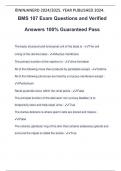 BMS 107 Exam Questions and Verified Answers 100&percnt; Guaranteed Pass