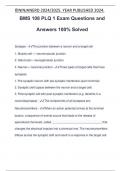 BMS 108 PLQ 1 Exam Questions and Answers 100&percnt; Solved