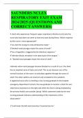 SAUNDERS NCLEX RESPIRATORY EXIT EXAM 2024&sol;2025 &lpar;QUESTIONS AND CORRECT ANSWERS&rpar;