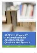 SPCE 611 Chapter 27 Functional Behavior Assessment Exam Questions and Answers