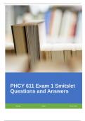 PHCY 611 Exam 1 Smitslet Questions and Answers&period;