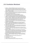 U&period;S&period; Constitution Worksheet QUESTIONS WITH CORRECT ANSWERS 2025&sol;2026