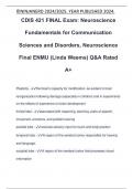 CDIS 421 FINAL Exam&colon; Neuroscience Fundamentals for Communication Sciences and Disorders&comma; Neuroscience Final ENMU &lpar;Linda Weems&rpar; Q&A Rated A&plus;