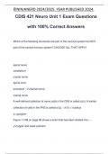CDIS 421 Neuro Unit 1 Exam Questions with 100&percnt; Correct Answers