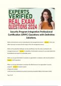 Security Program Integration Professional Certification &lpar;SPIPC&rpar; Questions with Definitive Solutions&period; 