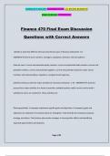 Finance 470 Final Exam Discussion Questions with Correct Answers
