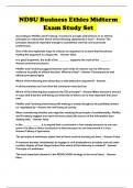 NDSU Business Ethics Midterm  Exam Study Set 
