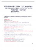 FNP PEDIATRIC EXAM TEST BANK 2022- 2023 REAL EXAM 250&plus; QUESTIONS AND VERIFIED - EXPERT