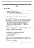 Leadership and Management in Nursing Exam Questions with Correct Answers