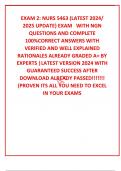 EXAM 2&colon; NURS 5463 &lpar;LATEST 2024&sol; 2025 UPDATE&rpar; EXAM   WITH NGN QUESTIONS AND COMPLETE 100&percnt;CORRECT ANSWERS WITH VERIFIED AND WELL EXPLAINED RATIONALES ALREADY GRADED A&plus; BY EXPERTS &vert;LATEST VERSION 2024 WITH GUARANTEED SUCCESS AFTER DOWNLOAD ALREADY PASSED&excl;&excl;&excl;&excl;