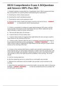 HESI Comprehensive Exam A 265Questions and Answers 100&percnt; Pass 2025