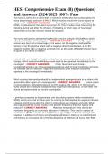 HESI Comprehensive Exam &lpar;B&rpar; &lpar;Questions&rpar; and Answers 2024&sol;2025 100&percnt; Pass 