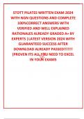 STOTT PILATES WRITTEN EXAM 2024 WITH NGN QUESTIONS AND COMPLETE 100&percnt;CORRECT ANSWERS WITH VERIFIED AND WELL EXPLAINED RATIONALES ALREADY GRADED A&plus; BY EXPERTS &vert;LATEST VERSION 2024 WITH GUARANTEED SUCCESS AFTER DOWNLOAD ALREADY PASSED&excl;&excl;&excl;&excl;&excl;&excl;&excl; &lpar;PROVEN ITS ALL 