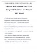 Certified Mold Inspector &lpar;CMI&rpar; Exam Study Guide Questions and Answers 100&percnt; Solved