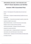 CM 3111 Exam Questions and Verified Answers 100&percnt; Guaranteed Pass