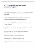 CT FINAL EXAM questions well answered to pass