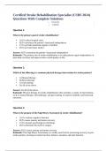 Certified Stroke Rehabilitation Specialist &lpar;CSRS 2024&rpar; Questions With Complete Solutions