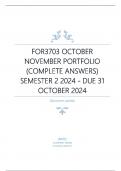 FOR3703 OCTOBER NOVEMBER PORTFOLIO &lpar;COMPLETE ANSWERS&rpar; Semester 2 2024 - DUE 31 October 2024