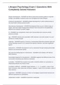 Lifespan Psychology Exam 1 Questions With Completely Solved Answers