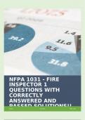 NFPA 1031 - FIRE INSPECTOR 1 QUESTIONS WITH CORRECTLY ANSWERED AND PASSED SOLUTIONS&excl;&excl;