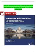 Solution Manual for American Government Political Development and Institutional Change 12th Edition By Cal Jillson Complete Fully Covered A&plus; Guide ISBN&colon;9781000772715 Newest Version 