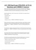 ACC 308  Bundled Exam Questions and CORRECT Answers