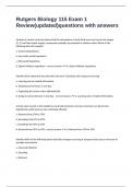 Rutgers Biology 115 Exam 1 Review&lpar;updated&rpar;questions with answers