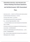 ETHICAL HACKING EXAM PACKAGE DEAL QUESTIONS AND VERIFIED ANSWERS 100&percnt; GUARANTEED PASS &vert; LATEST UPDATE &vert; RATED A&plus;
