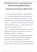 Ethical Hacking Midterm Exam Questions and Answers 100&percnt; Solved
