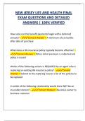 NEW JERSEY LIFE AND HEALTH FINAL  EXAM QUESTIONS AND DETAILED  ANSWERS &vert; 100&percnt; VERIFIED