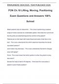 FON Ch&period;18 Lifting&comma; Moving&comma; Positioning Exam Questions and Answers 100&percnt; Solved