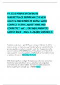 PY 2025 PENNIE INDIVIDUAL MARKETPLACE TRAINING FOR NEW AGENTS AND BROKERS EXAM  WITH CORRECT ACTUAL QUESTIONS AND CORRECTLY  WELL DEFINED ANSWERS LATEST 2024 &ndash; 2025  ALREADY GRADED A&plus; 