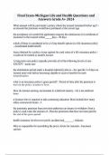 Final Exam-Michigan Life and Health Questions and Answers Grade A&plus; 2024