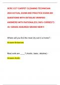 IICRC CCT CARPET CLEANING TECHNICIAN  2024 ACTUAL EXAM AND PRACTICE EXAM 200  QUESTIONS WITH DETAILED VERIFIED  ANSWERS WITH RATIONALES &lpar;100&percnt; CORRECT&rpar;  &sol;A&plus; GRADE ASSURED&sol; BRAND NEW&excl;&excl;&excl;