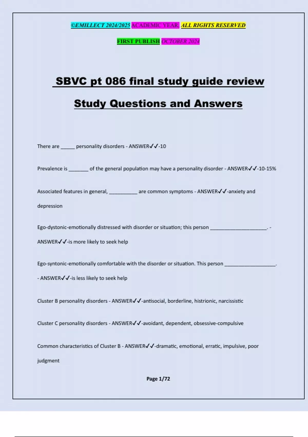 Sbvc Math Classes SBVC pt 086 final study guide review Study Questions and Answers - SBVC ...