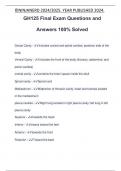 GH 125 Exam PACKAGE DEAL QUESTIONS WITH 100&percnt; CORRRECT ANSWERS &vert; LATEST UPDATE &vert; VERIFIED AND APPROVED 