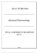 &lpar;FNP&rpar; D116 NURS 6800 &lpar;Advanced Pharmacology&rpar; FA Readiness Q & S 2024