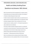 Health and Safety Auditing Exam Questions and Answers 100&percnt; Solved