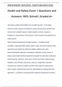 HEALTH AND SAFETY Exam PACKAGE DEAL QUESTIONS WITH 100&percnt; CORRRECT ANSWERS &vert; LATEST UPDATE &vert; VERIFIED AND APPROVED 