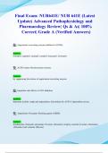 Final Exam&colon; NUR641E&sol; NUR 641E &lpar;Latest 2024&sol; 2025 Update&rpar; Advanced Pathophysiology and Pharmacology for Nurse Educators Review&vert; Qs & As&vert; 100&percnt; Correct&vert; Grade A &lpar;Verified Answers&rpar;