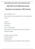HED 400 Final EXAM Study Guide Questions and Answers 100&percnt; Solved