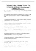 California Driver' License Written Test  UPDATED ACTUAL Questions and  CORRECT Answers