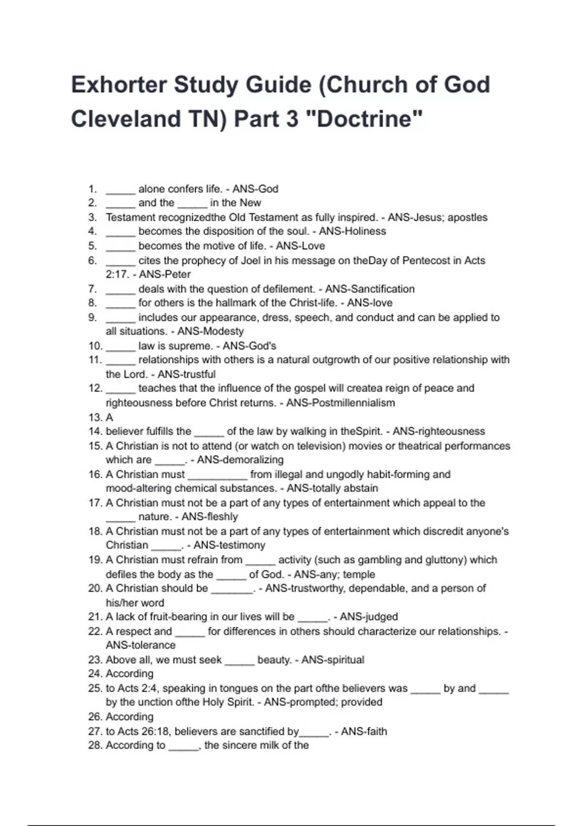 Exhorter Study Guide (Church of God Cleveland TN) Part 3 