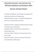 HR Exam Questions and Answers 100&percnt; Solved &vert; Already Passed