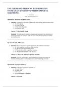 UNE CHEM 1005&colon; MEDICAL BIOCHEMISTRY FINAL EXAM QUESTIONS WITH COMPLETE SOLUTIONS