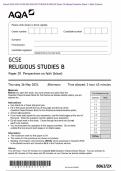 Actual 2024 AQA GCSE RELIGIOUS STUDIES B 8063/2X Paper 2X Merged Question Paper + Mark Scheme Actual 2024 AQA GCSE RELIGIOUS STUDIES B 8063/2X Paper 2X Perspectives on faith (Islam) Merged Question  Paper + Mark Scheme