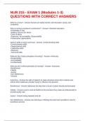 NUR 215 - EXAM 1 &lpar;Modules 1-3&rpar; QUESTIONS WITH CORRECT ANSWERS