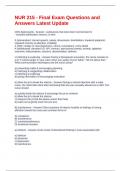 NUR 215 - Final Exam Questions and Answers Latest Update